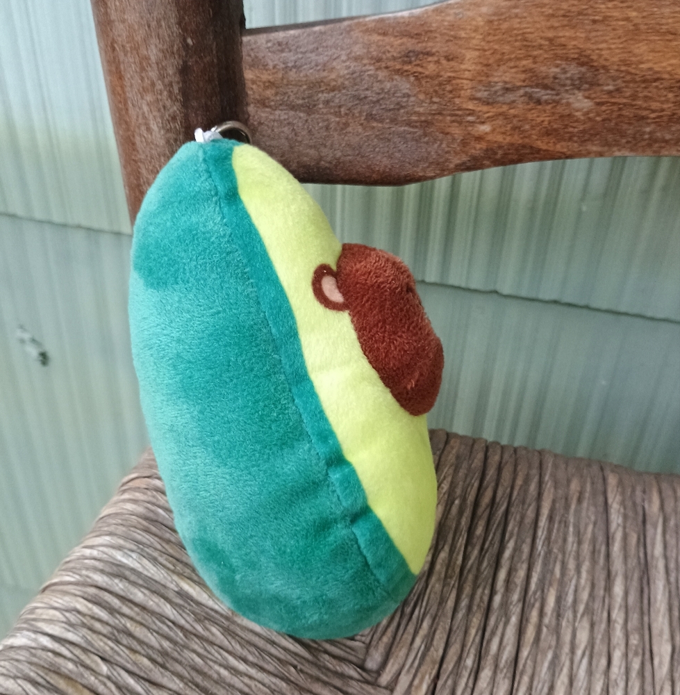 ABC Plush Avocado Keychain with Bear Design Backpack Accessory Stuffed Animal 5" - Picture 4 of 10
